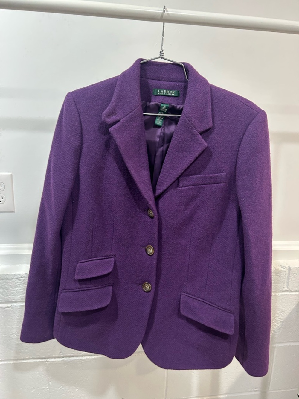Ralph Lauren Purple Wool-Blend Tailored Blazer